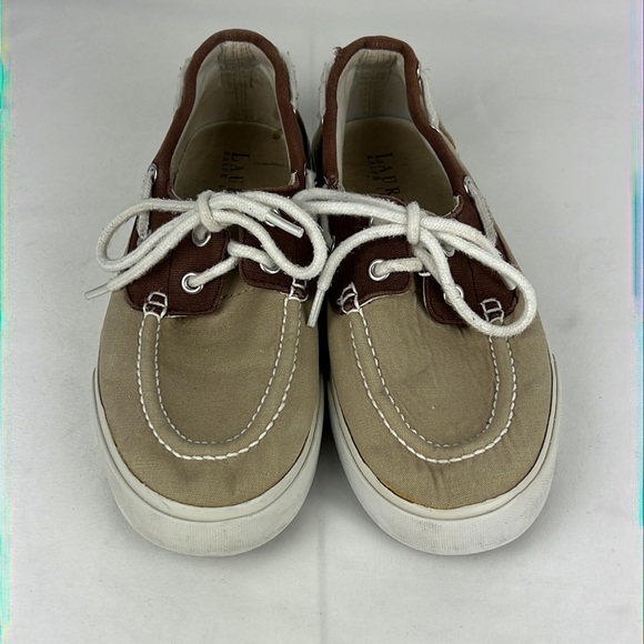 Lauren Ralph Lauren Women's Tan/Brown Breeana Canvas Boat Shoes Sz: 6.5B - Picture 2 of 9